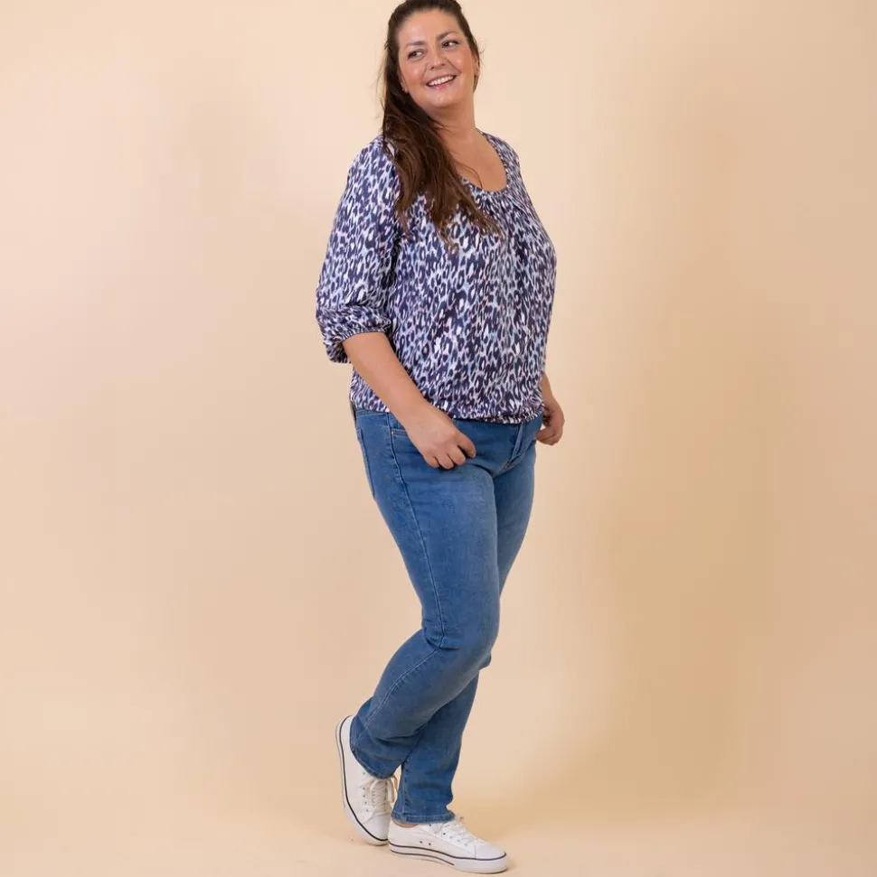 ZbyZ Dame Bluse Plus Size - Print 2 Blue