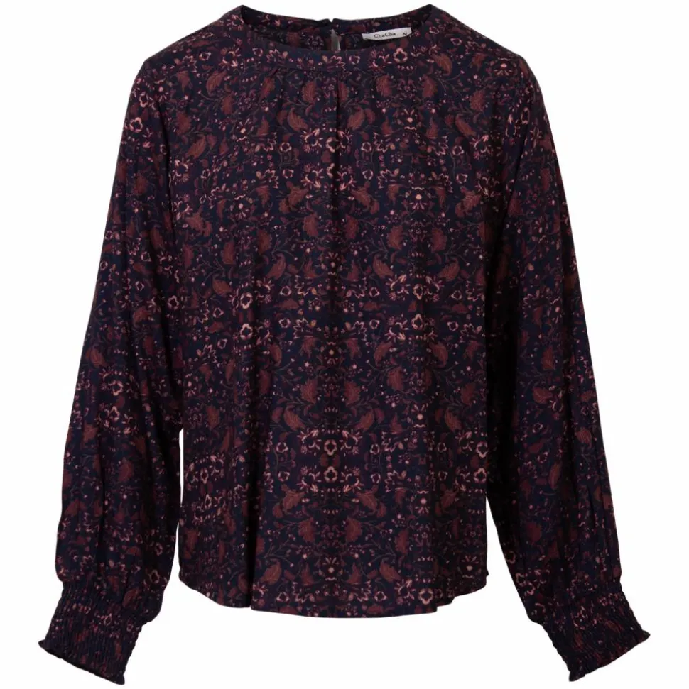 ZbyZ Dame Bluse Plus Size - Navy/Red