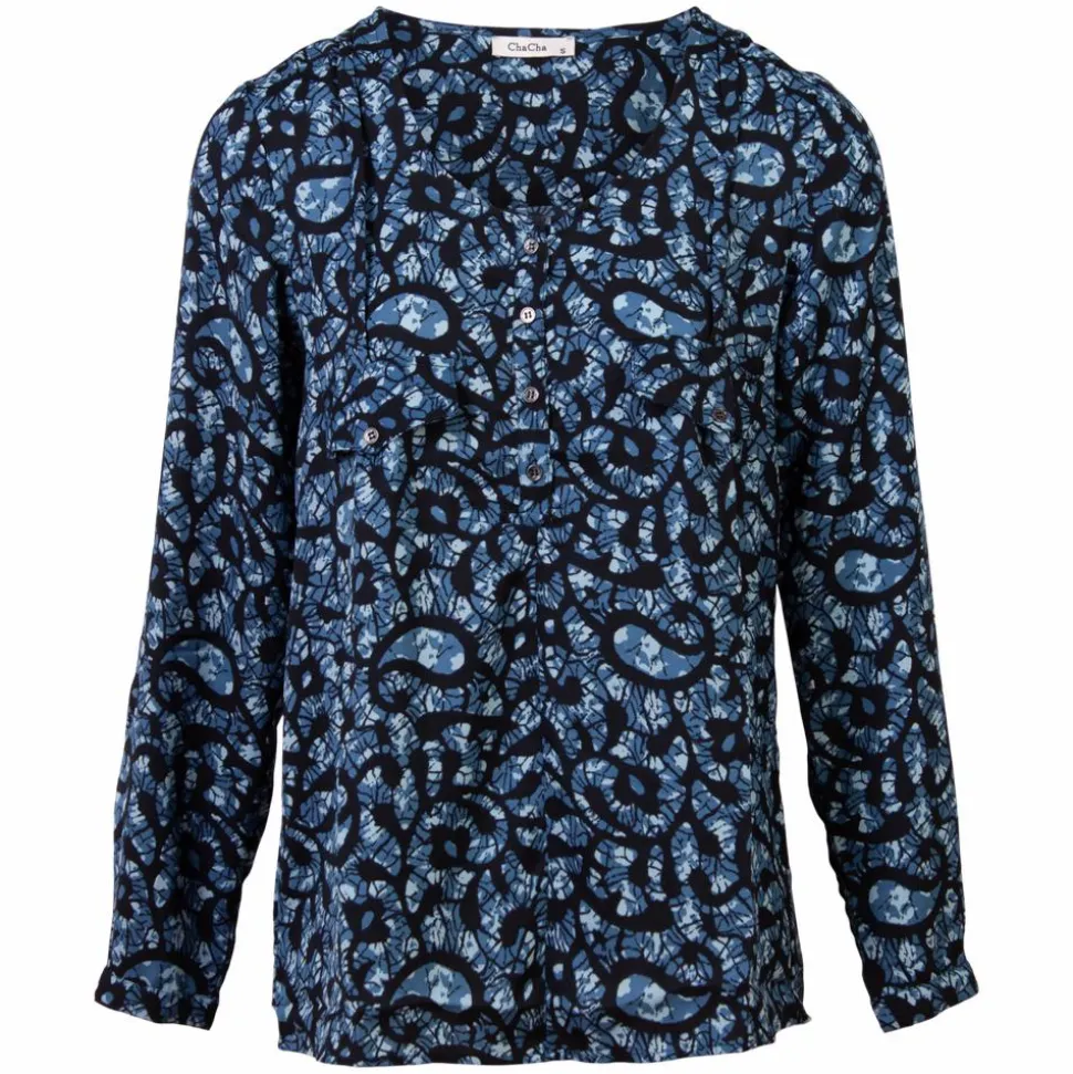 ZbyZ Dame Bluse Plus Size - Print 1 Blue