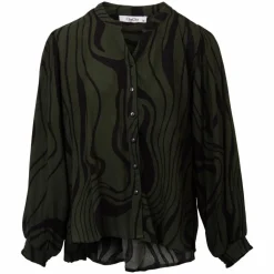 ZbyZ Dame Bluse Plus Size - Khaki/Black