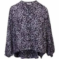 ZbyZ Dame Bluse Plus Size - Black Animal