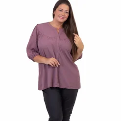 ZbyZ Dame Bluse Plus Size - Plum