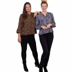 ZbyZ Dame Bluse Plus Size - Brown Animal