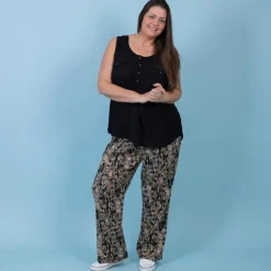 ZbyZ Dame Bukser Plus Size - Black