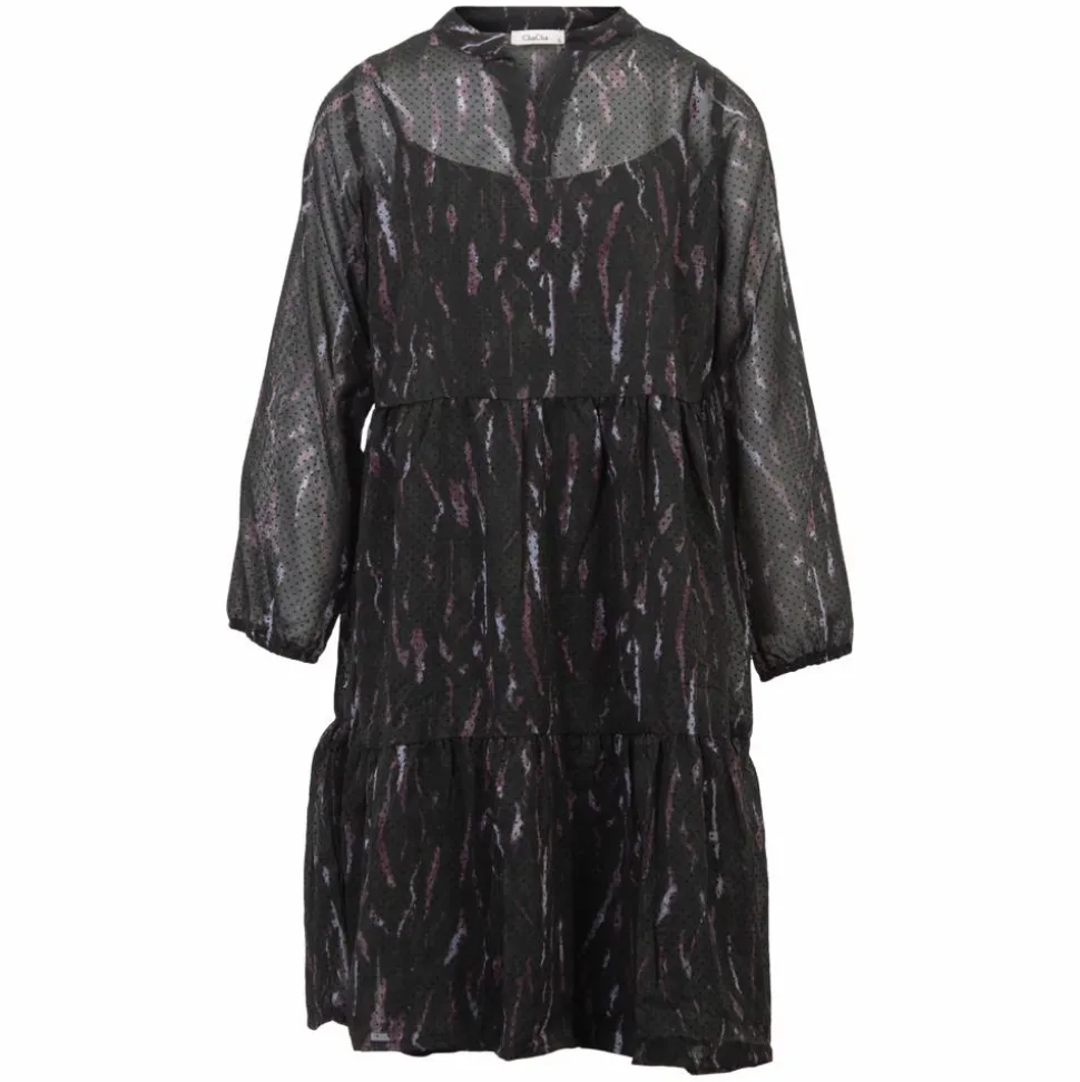ZbyZ Dame Kjole Plus Size - Black print