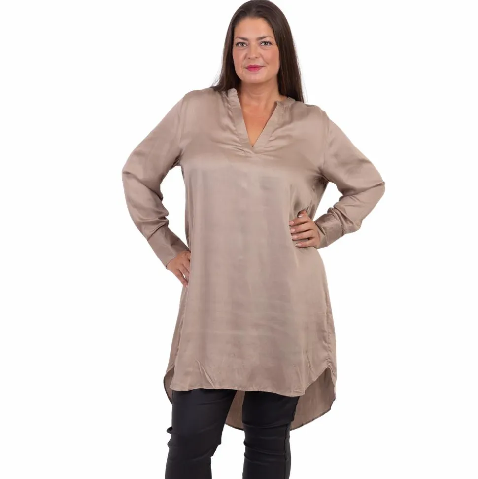 ZbyZ Dame Kjole Plus Size - Beige