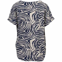 ZbyZ Dame Kortærmet bluse - Navy animal