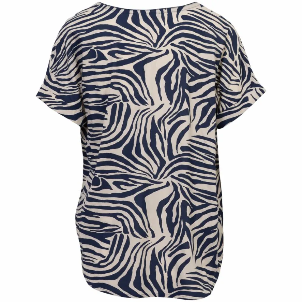 ZbyZ Dame Kortærmet bluse - Navy animal