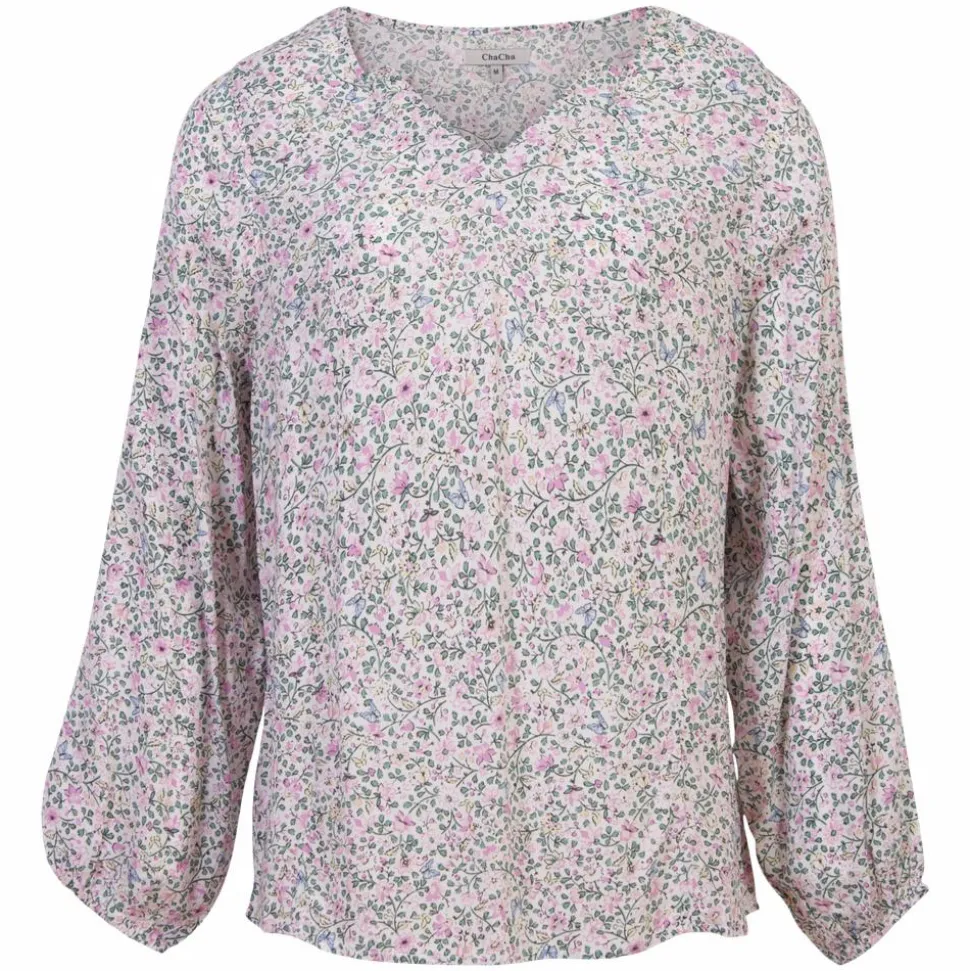 ZbyZ Dame Skjorte Plus Size - Navy/blomster