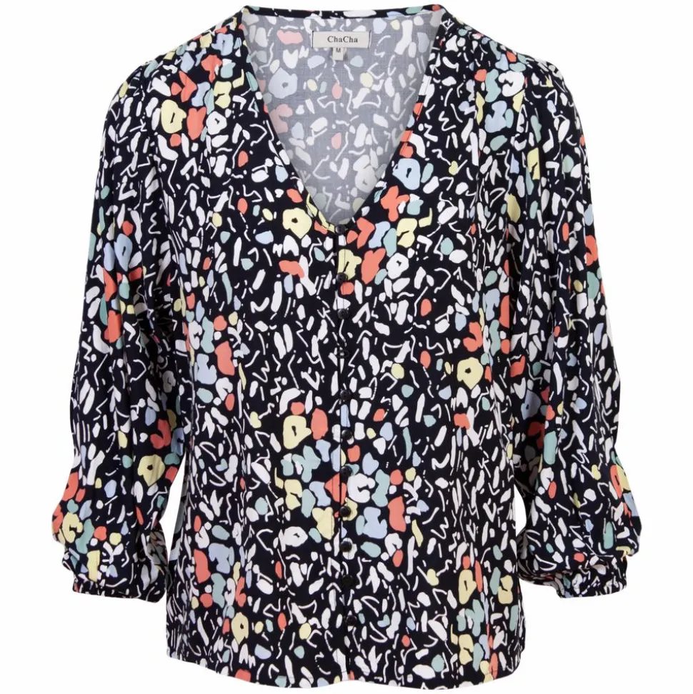 ZbyZ Dame Skjorte Plus Size - Navy/Orange