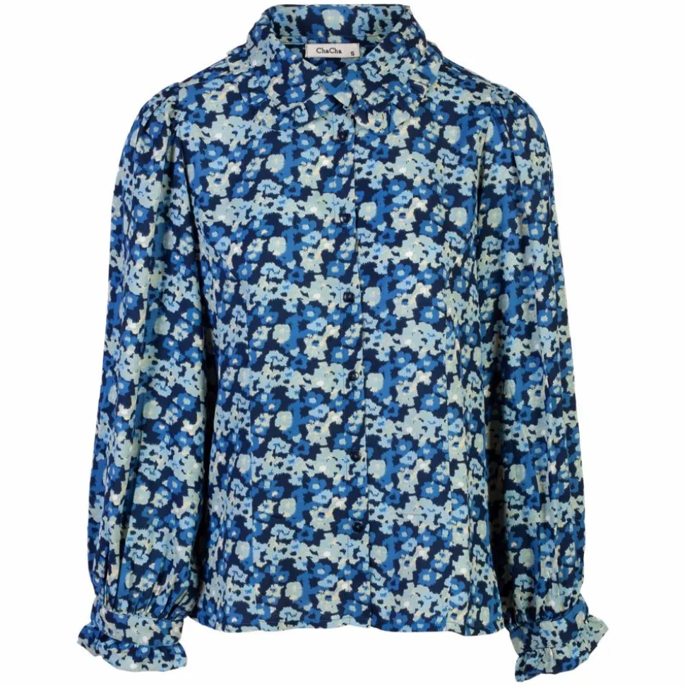 ZbyZ Dame Skjorte Plus Size - Blue Print