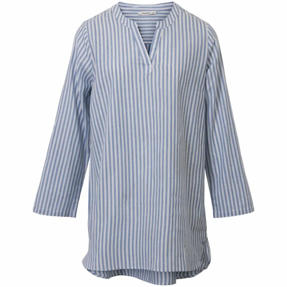 ZbyZ Dame Tunika i hørmix Plus Size - Blue