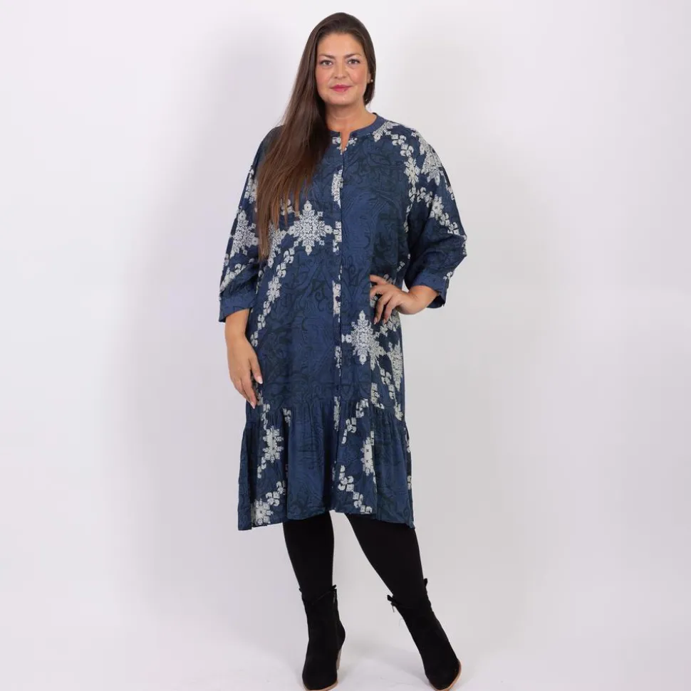 ZbyZ Dame Tunika Plus Size - Navy/Sort