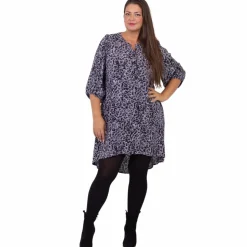 ZbyZ Dame Tunika Plus Size - Black Animal